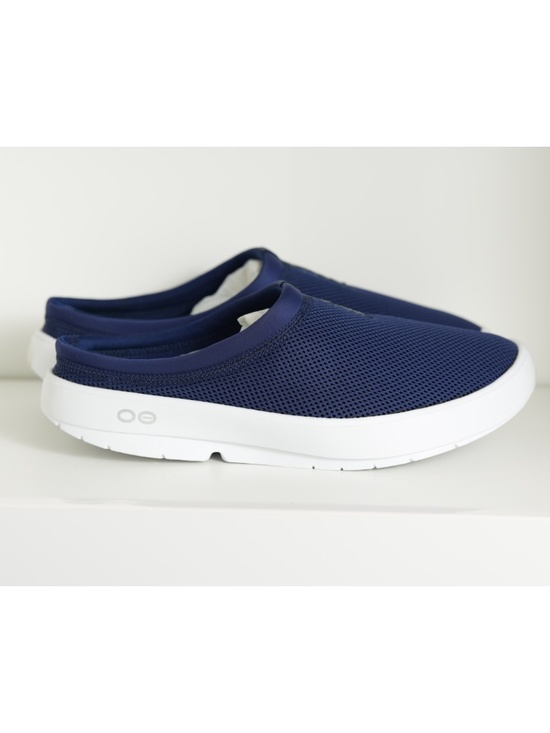 OOfos OOcoozie Recovery Sport Mules Men Navy Blue Slip On Comfort Casual Shoes